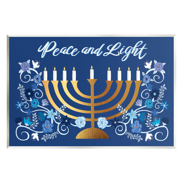 Winston Porter Peace & Light Floral Hanukkah Menorah On MDF by Darlene